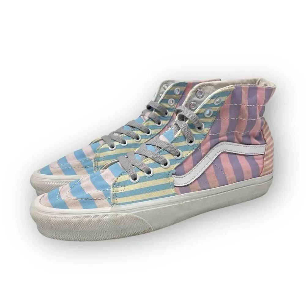 Vans Sk8-Hi Skate Sneaker Shoe Pastel Stripes Multicolor Size Men 9.5 Women 11